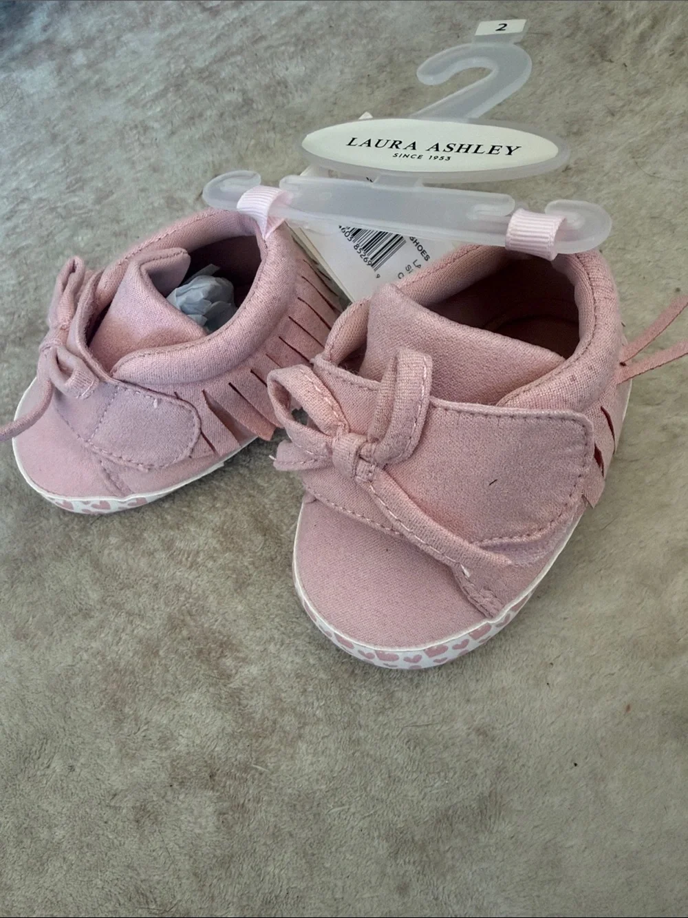 Laura Ashley Pink Canvas Bow Baby Walker Shoes